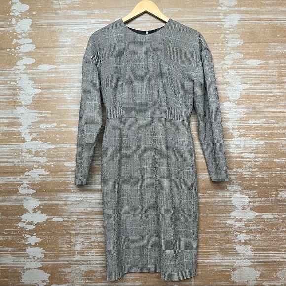 MM Lafleur Rosa Dress Stretch Check Print Merino Wool Career Preppy Womens 4 - Picture 3 of 5